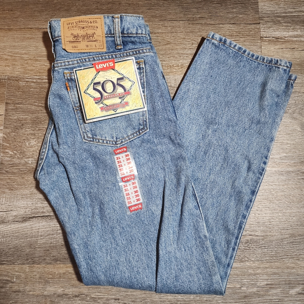 Vintage LEVIS 505 Acid / Med Wash Blue Jeans  MEN'S 31x30 Made in Columbia 1994